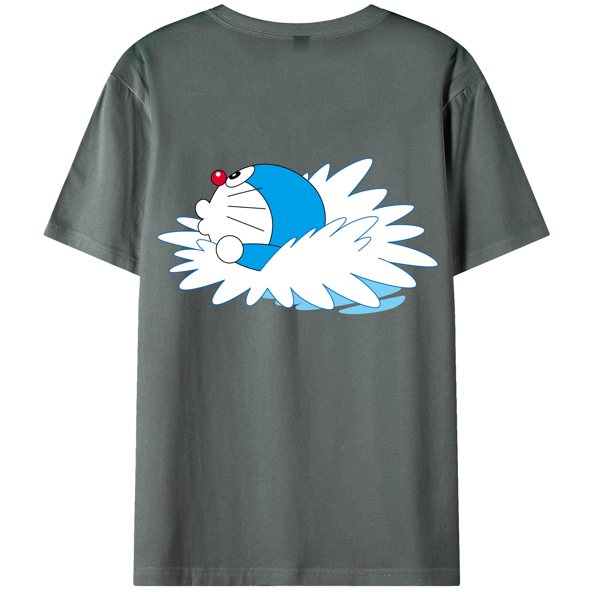 （画像用） ドラえもん Doraemon 綿100％ メンズ半袖Tシャツ（バックプリント） 通気性